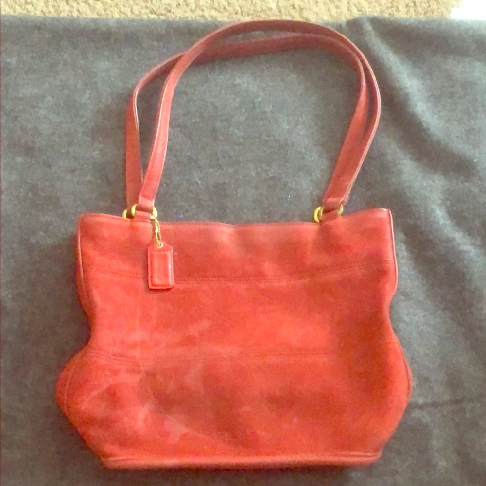 Coach Red Suede/leather shoulder bag